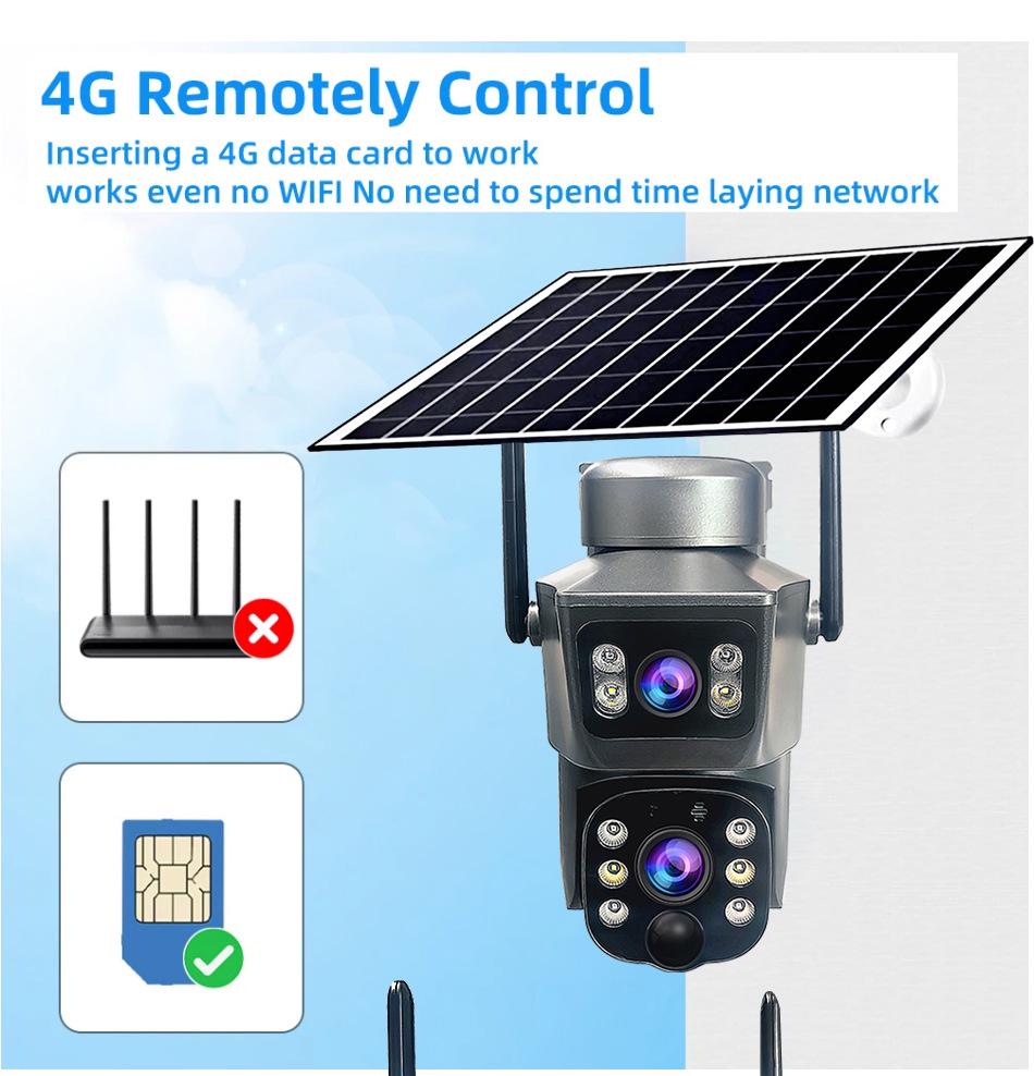 V380 Outdoor 360° Solar-Powered HD Wireless 4G Security Camera Binocular
