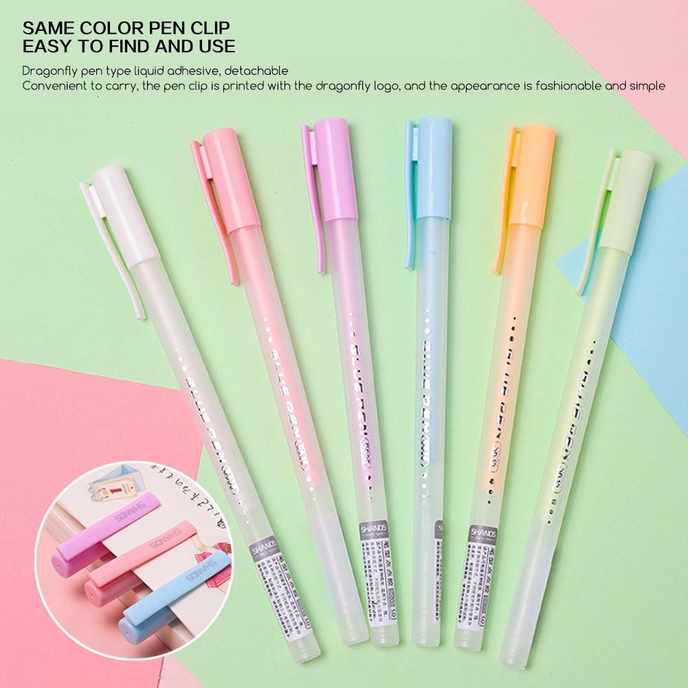 6pcs Candy Color Glue Pen,Handbook Dispensing Pen,Quick-Drying Dot Gule Stick DIY High Viscosity Glue School Office Supplies