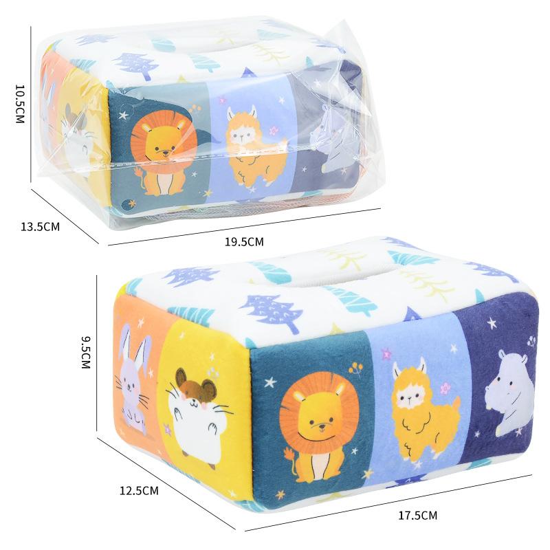 Baby Paper Toy, Simulation Can'T Tear Tissue Box, Baby Ring Paper Cloth Book Pumping Music Pulling Toy