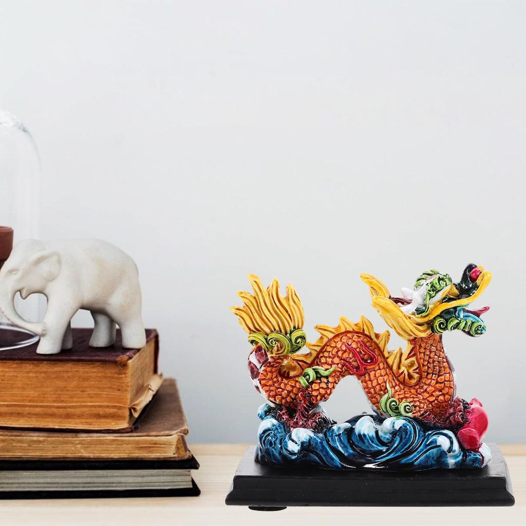 PRETYZOOM Feng Shui Eingang Tierkreis Glück Geld Glücksverbesserung Feng Shui Drache Chinesischer Tischdrache Büro-Ornament, Drache, Ornament,