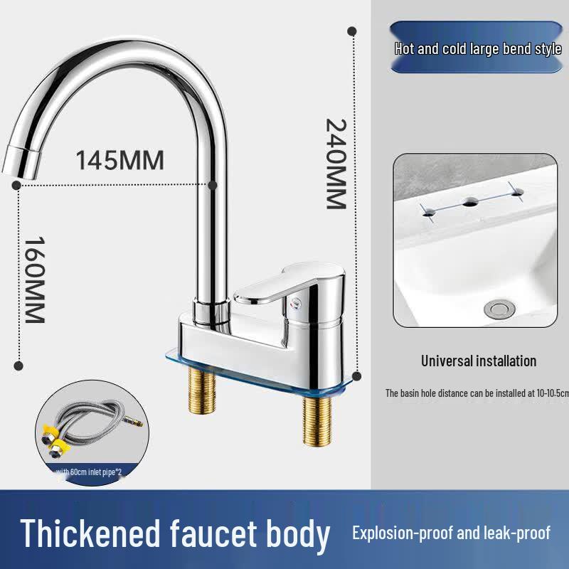 Upgraded Thickened Large Bend Swivel Hot & Cold Faucet