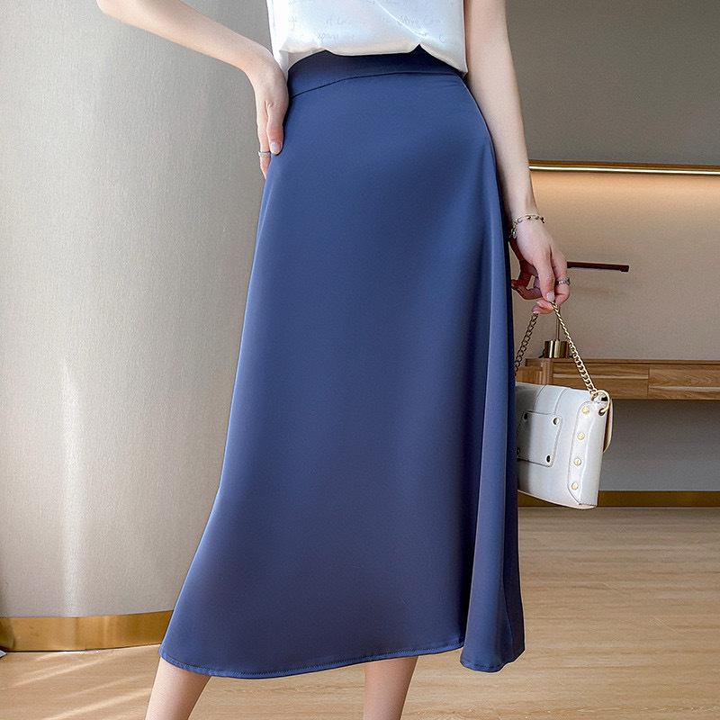 

Women s Triacetate Satin A-line Midi Skirt - French Design for Spring/Summer L