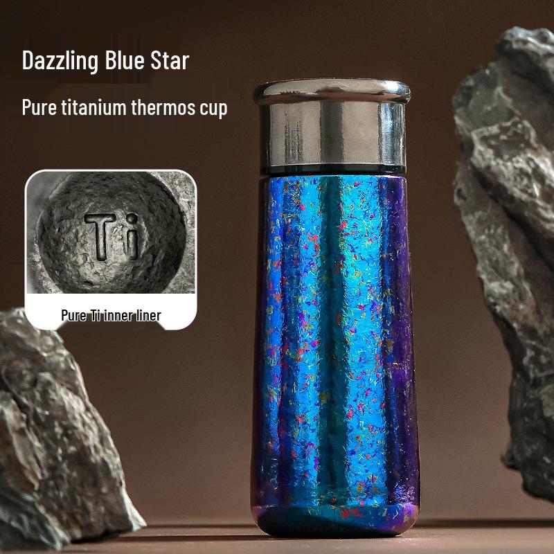 Colorful Ice Flower Pocket-Sized Double-Layer Titanium Travel Cup