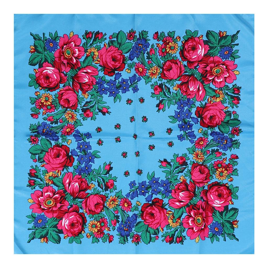 Luxury Hijab Hair Bands Square Cotton Scarf For Women Neckerchief Female Rose Pattern Shawl Headband Fashion Wraps Bandana