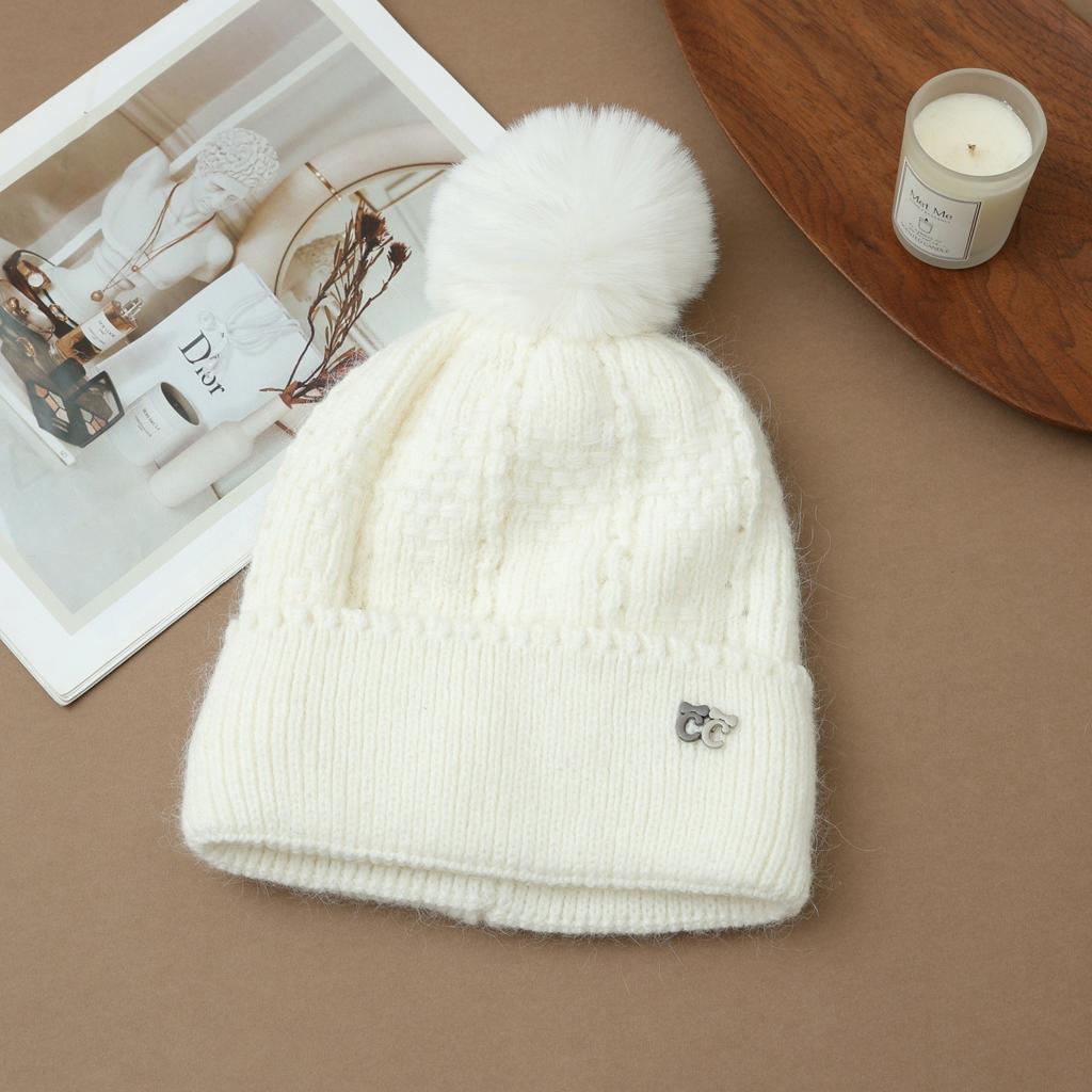 Hat Women's Winter Cycling Fleece Thickened Warm Wool Hat Ear Protector Knitted Hat