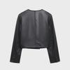 Women's Black PU Leather Jacket & Skirt Set - Spring Collection