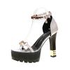 High heels and sandals are popular in summer Europe, America and other regions. Sexy high heels thick heels open-toed shoes