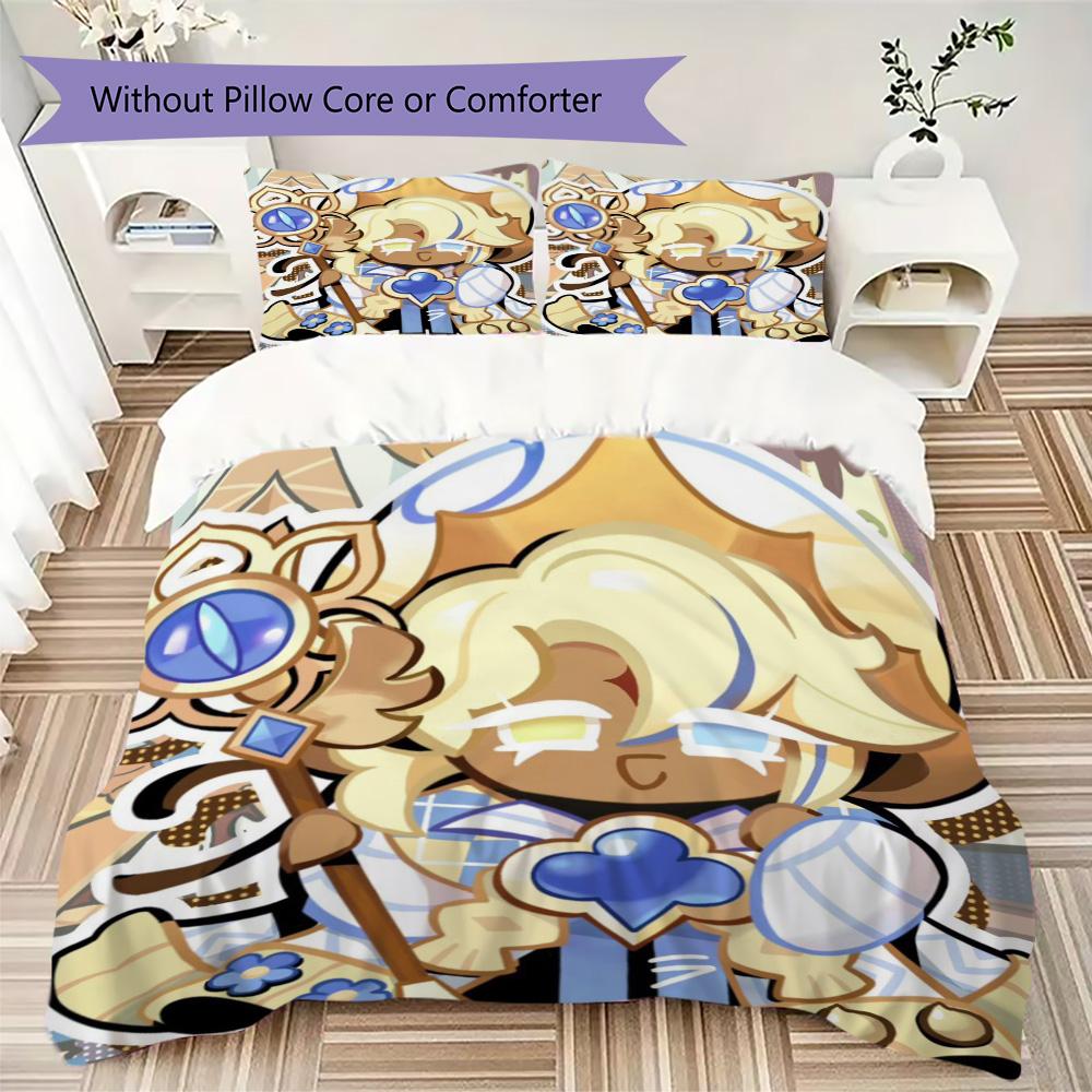 Cookie Run: Kingdom Pattern Bedding,Quilt Set Quilt Cover Pillowcase Home Birthday Gift (1*duvet cover+2*pillowcase,without core)XSJT0917115