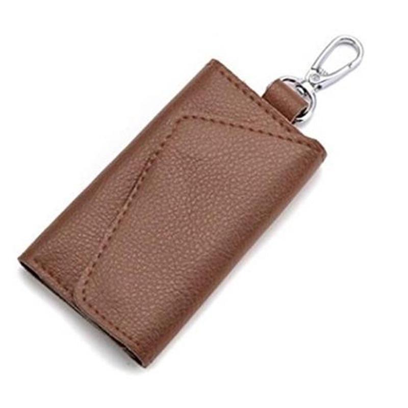 Genuine Leather Keychain Men Women Key Holder Organizer Pouch Cow Split Car Key Wallet Housekeeper Key Case Mini Card Bag