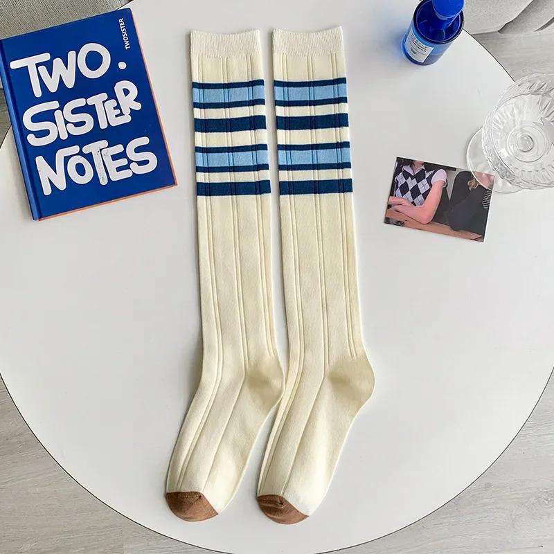 Blue Calf Socks Children Thin Style Wearing JK Long Socks with Japanese Stripes Sweet College Style Versatile Slimming Versatile