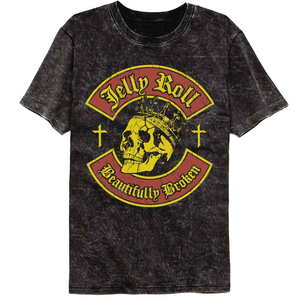 Jelly Roll Skull And Crosses Black Colortone Mineral Wash Music Shirt