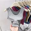 White Cover Double Breasts I-shaped Vest Women's Outer Wear Elastic Thread Inner Top Spring and Summer Basic Sleeveless Suspenders