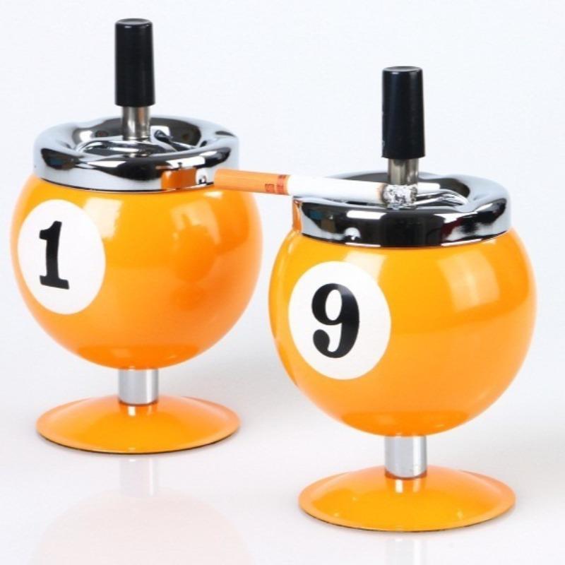 Hot Selling Creative Metal Ashtray Lidded Anti Smoke Ash Flying For Office Billiard Bar KTV Home Decor