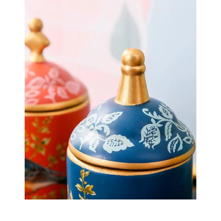 American Ceramic Storage Tank Pastoral Bird Printing Utensil Multifunction Tea Coffee Cup Painted Ceramics With Lid Jewelry Box