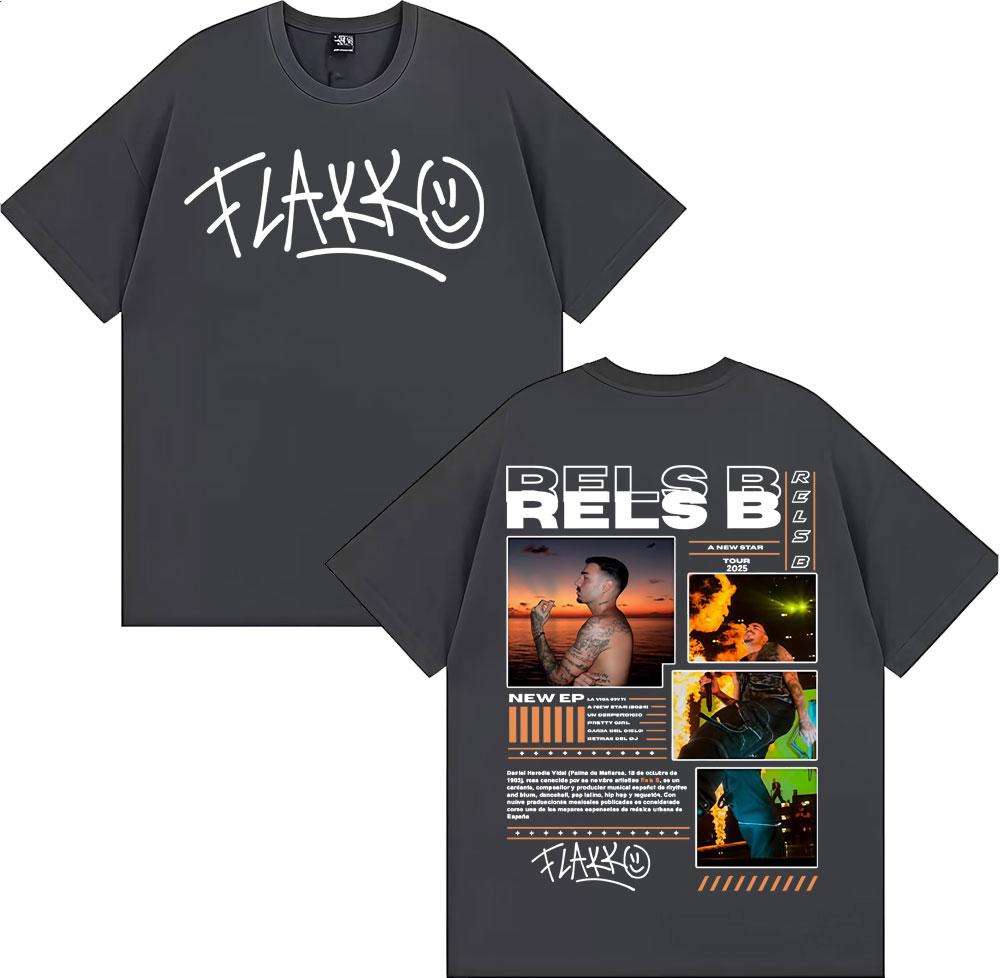 Rapper RELS B Skinny Flakk 2025 Tour Merch T Shirts Men Women Fashion Hip Hop Vintage Tshirt Casual ONeck Short Sleeve T Shirt