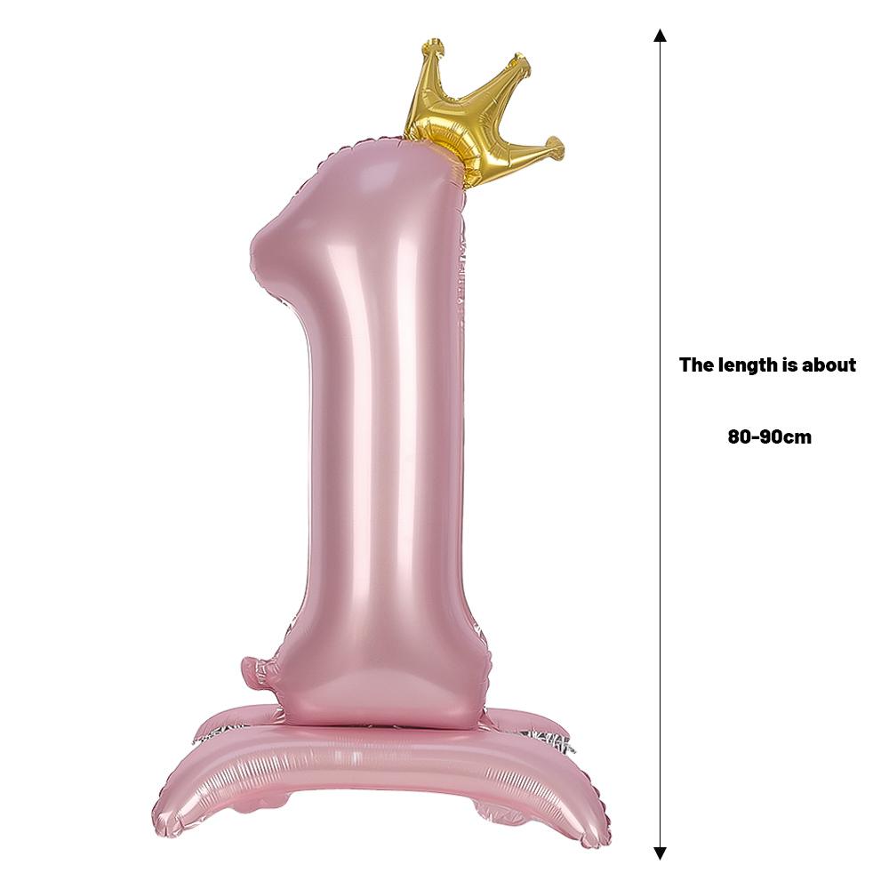 Balão digital de alumínio rosa com decoração de coroa de 42 polegadas, balão com número para decoração de festa de aniversário, suprimentos para meninas, lembrancinha de aniversário