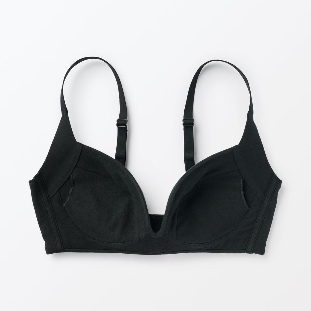 MUJI Breast Shaper Bra Plus Size FCH37A5S Black Women's Non-Wired Women's S+