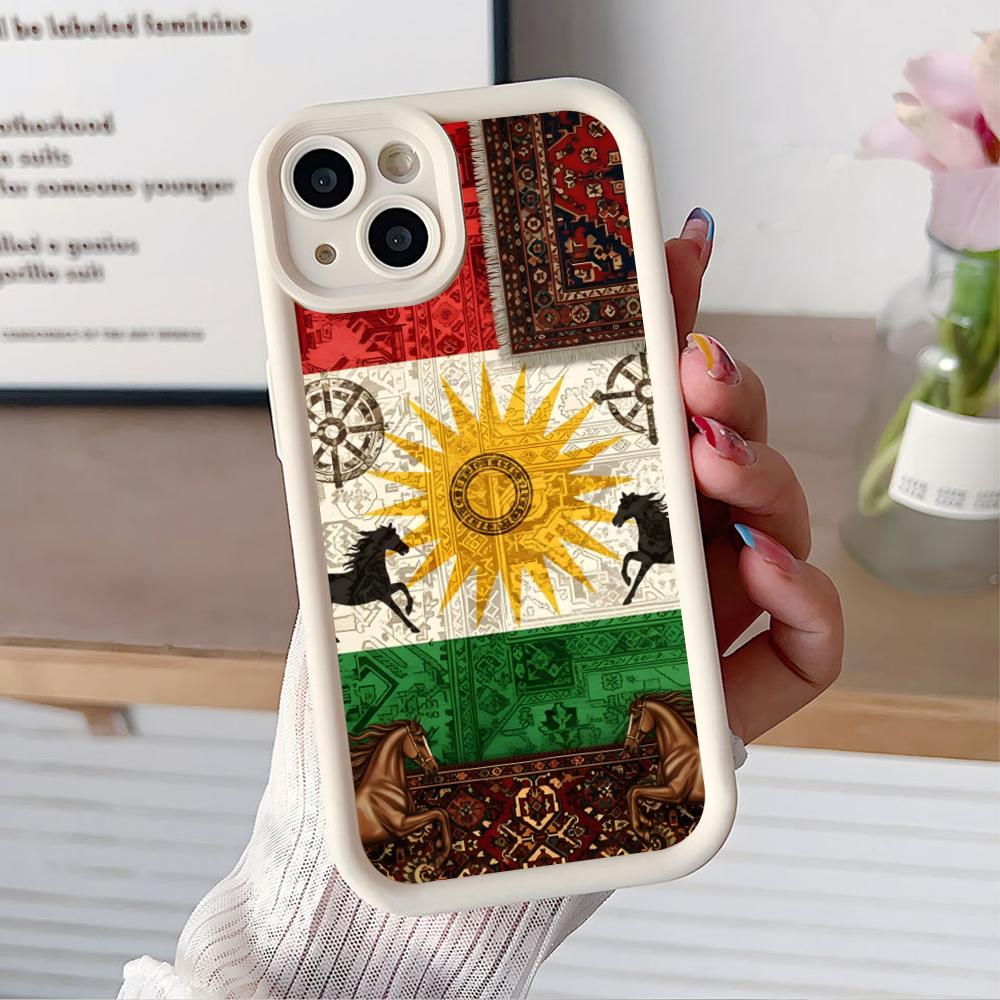 Kurdistan Flag Thicken TPU Mobile Phone Case for iPhone 17 16 15 14 13 12 11 Air Pro Max Plus Colorful Cover