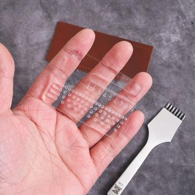 Leather Chisel Tool Transparent Puller Acrylic Rounded Cutting Distance Ruler Hitting Auxiliary Manual Leather Tool Thickened