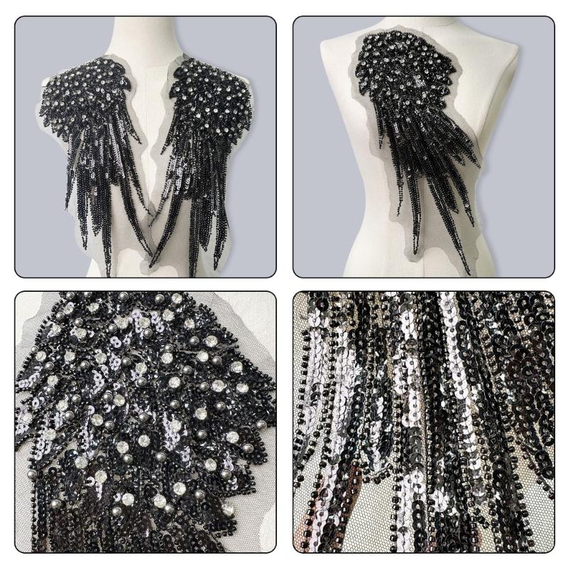 1pair Stylish Embroidered Angel Wing Patches Fashion Women Shoulder Decorations for Casual Wear and Event Dressing