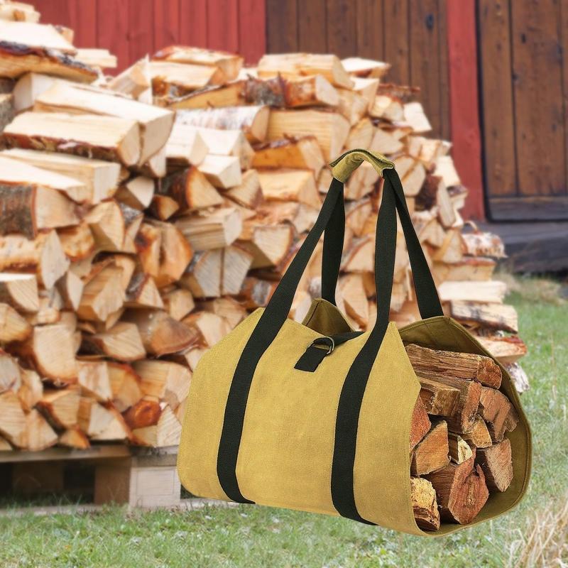 Outdoor Camping Firewood Storage Bag Transport Canvas Tote Bag Wood for Carrier Scratch-resistant and Wear-resistant