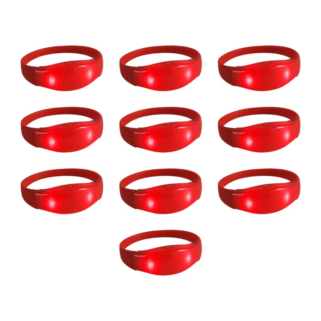 Pakke med 10 stemmeaktiverte silikonarmbånd blinkende lysende armbåndstilbehør flerfargede armbånd smykker