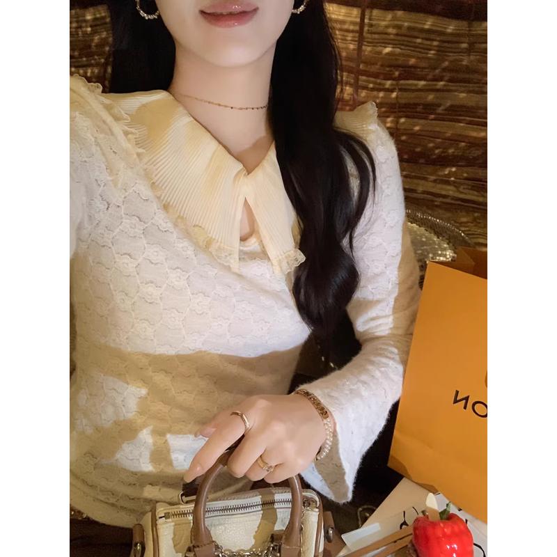 Women s Flared Sleeve Lace Chiffon Blouse S