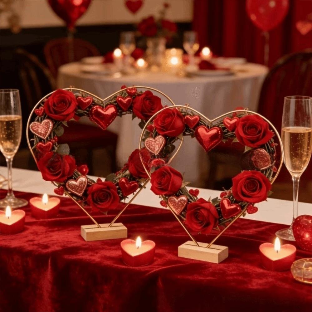 DIY Heart Shape Wreath Frame Wooden Base Wedding Flower Garland Valentines Day