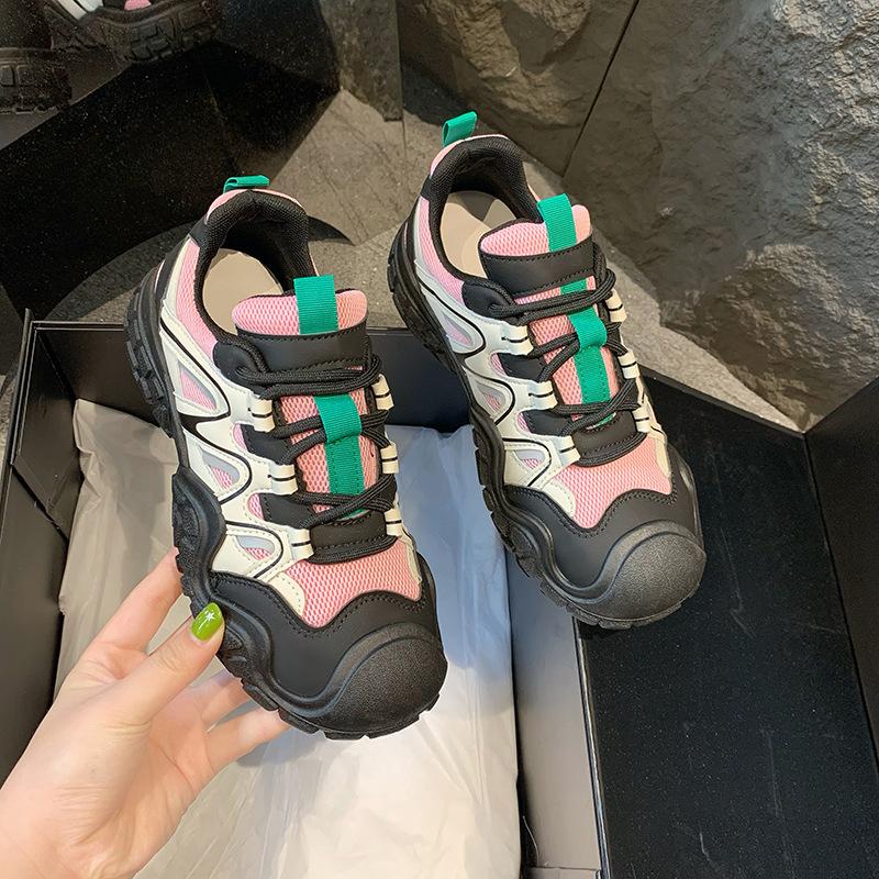 Ugly and Cute Big Head Dopamine Colorblock Daddy Shoes Women's Summer New Mesh Breathable Lightweight Casual Sneaker