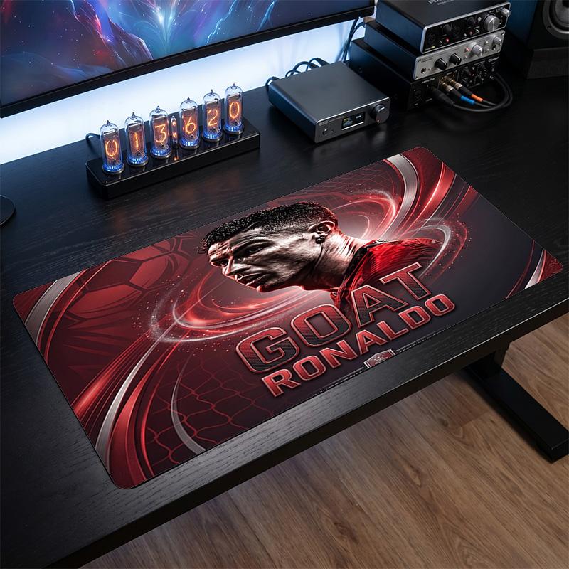 Cristiano Ronaldo Wappen Mauspads, Erweitertes rutschfestes Gummi Schreibtischmatte für Gaming Büro Laptop Fan Geschenk