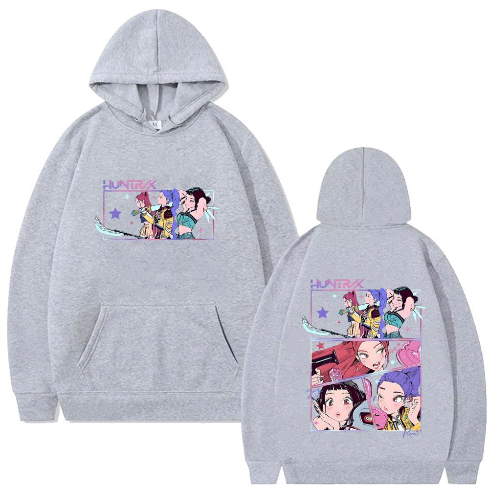 Movie KPop Demon Hunters Rumi Mira Zoey Graphic Hoodie Men Women Korean Fashion Trend Streetwear Fleece Pullover