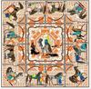 130CM Silk Scarf Women Large Shawls War Horse And Knight Print Stoles Square Bandana Kerchief Scarf Female Foulards