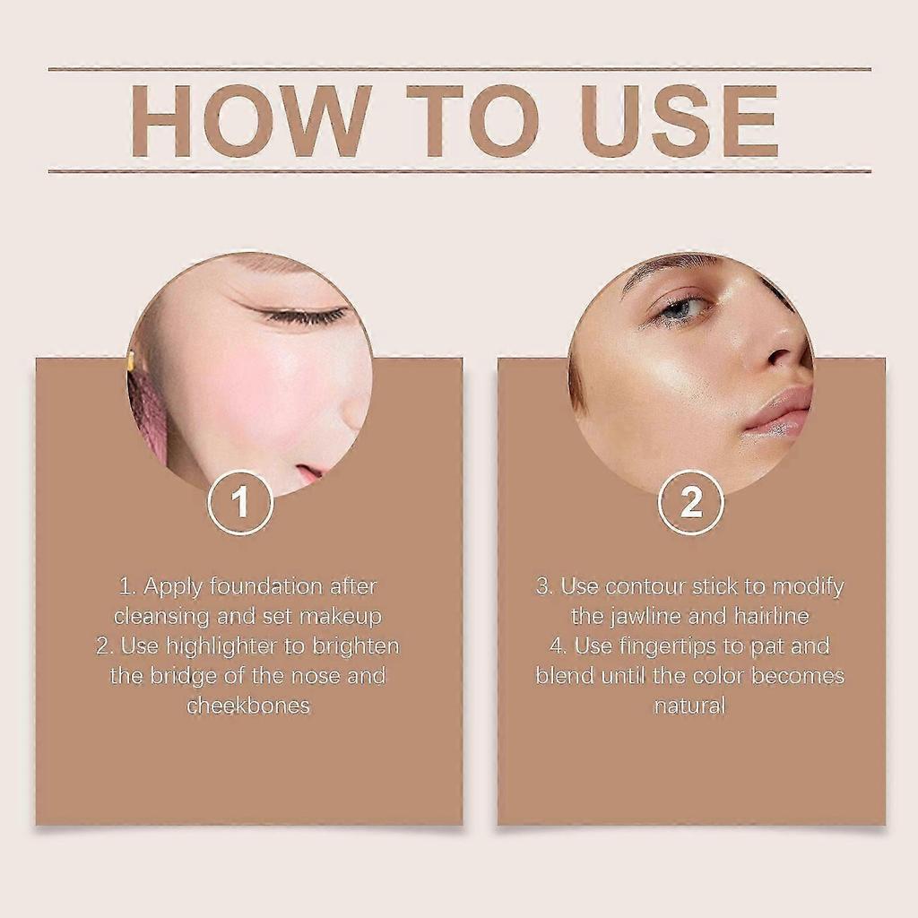 2-in-1 Cream Highlighter & Contour Stick - Natural Light Bronze for Flawless Face Sculpting, Easy Blend, Dual-Ended Makeup Tool for All Skin Tones
