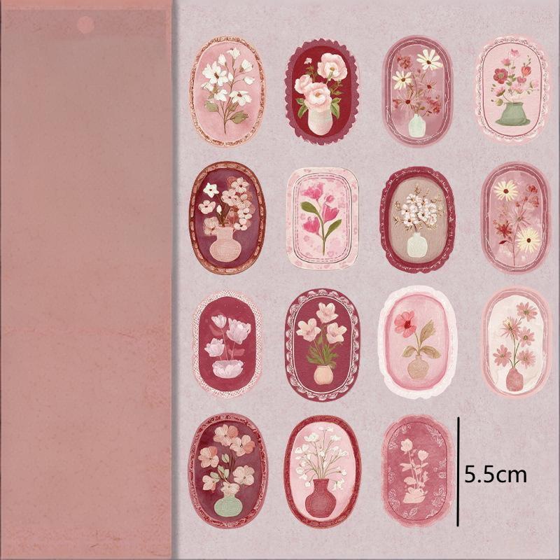 New 45pcs Serene Florals Sticker Pack - Boxed Flower Theme Collection, DIY Journal Collage Decor Set, Literary Stationery