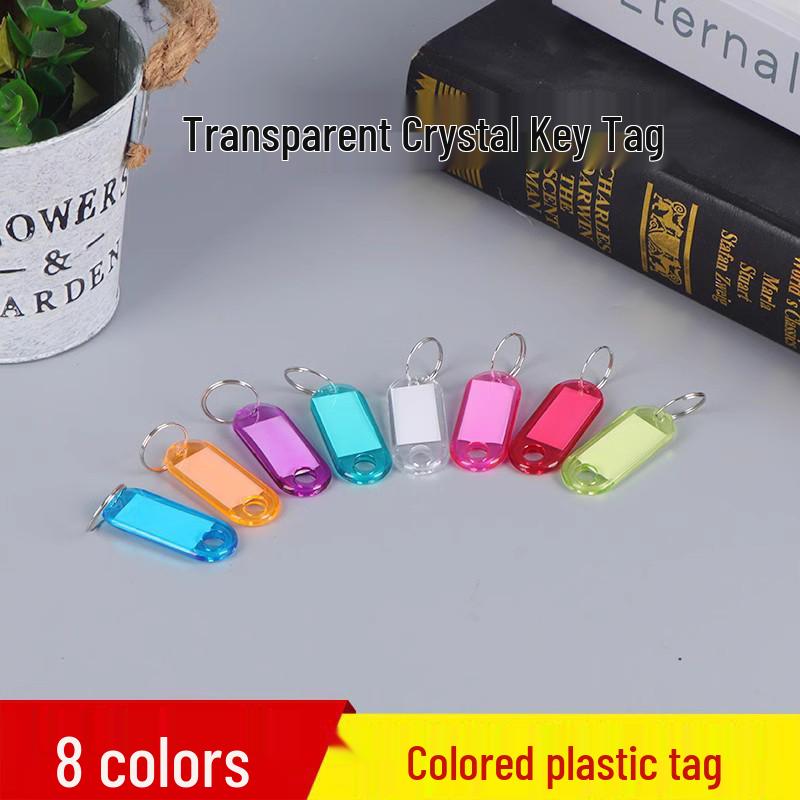 Colored Transparent Plastic Key Tag with Writable Number Label for Classification