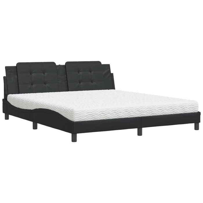VidaXL Lit avec Matelas, Lit Rembourré avec Coussin de Tête de Lit, Lit Double, Lit Adulte, Meuble de Chambre à Coucher 3208880