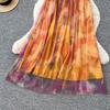 Holiday style smudged neck suspender dress women's summer V-neck waist careful mesh fairy temperament long dress