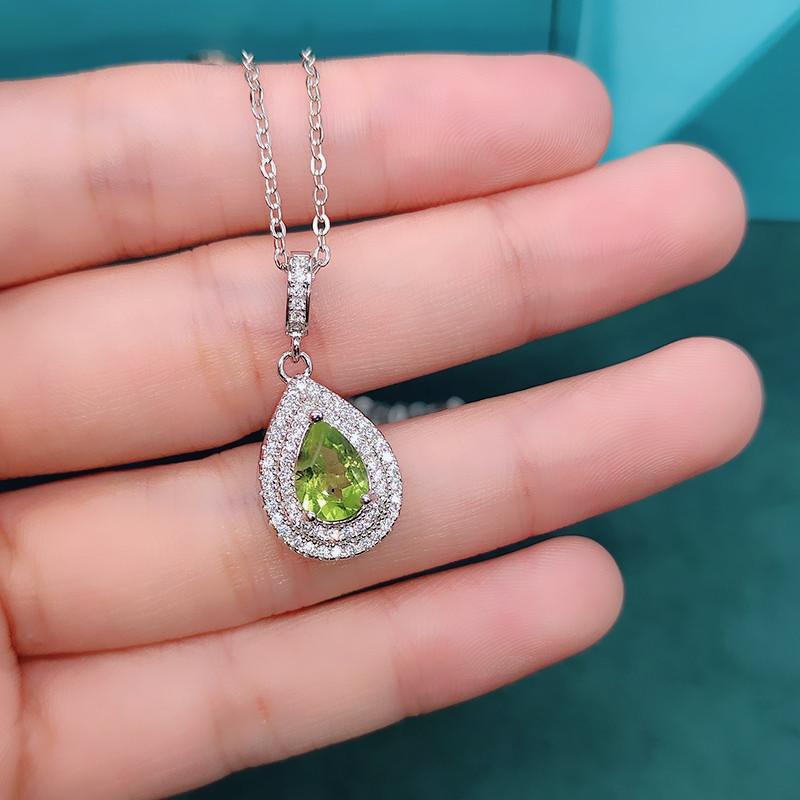 Fashionable Water Droplet Pendant Necklace Collarbone Chain, Available In Multiple Colors, Pear Shaped Cut Synthetic Zircon, Elegant Jewelry