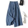 Ladies' Spring and Autumn Casual Wide Leg Pants, Loose Cropped Pants, Tassel Fabric, Elastic Waist Design Elegant Pants, Versatile and Comfortable