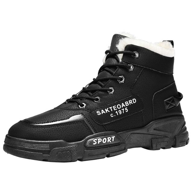 

Abhoth Winter Men Casual Shoes Keeps warm Comfortable Walking Shoes Plus Velvet Non-Slip Wear-Stick High Cut Boots Sneakers 39 чёрный