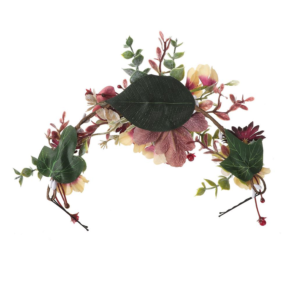 Simulated Flower Branches Flower Garlands Hairbands Girl Braids Hair Accessories Bridal Photography Props Holiday Headwear