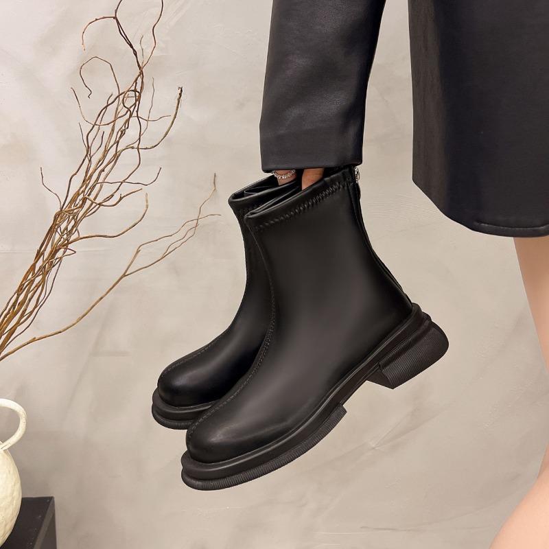 Autumn Winter Fleece Lined Women Ankle Boots Concise Thick Heel Dress Shoes Street Style Banquet Party Short Botas Mujer