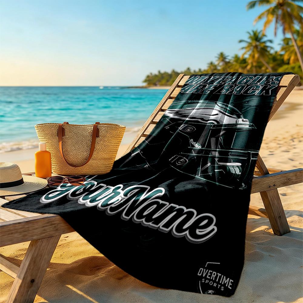 Philadelphia Eagles Personalized Text Beach Towel Super Soft Microfiber Quickdry Fabric Portable For Swimmingbeachcamping Travel Beach Accessoriesgym
