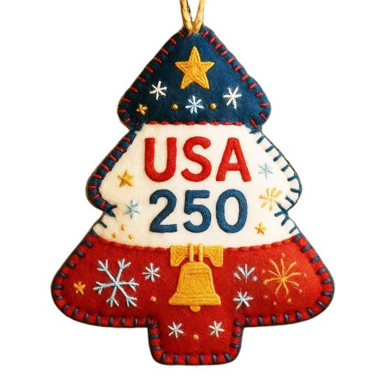 Handmade Felt Christmas Tree Ornament Us 250th Anniversary Felt Ornament Embroidery Xmas Tree Decoration