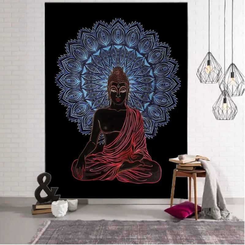 Buddha Statue Meditation Pattern Tapestry Home Wall Decoration Tapestry Bedroom Living Room Tapestry