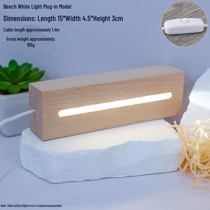 

In-Stock USB Touch LED Night Light - Small Wood Base for Bedroom Décor