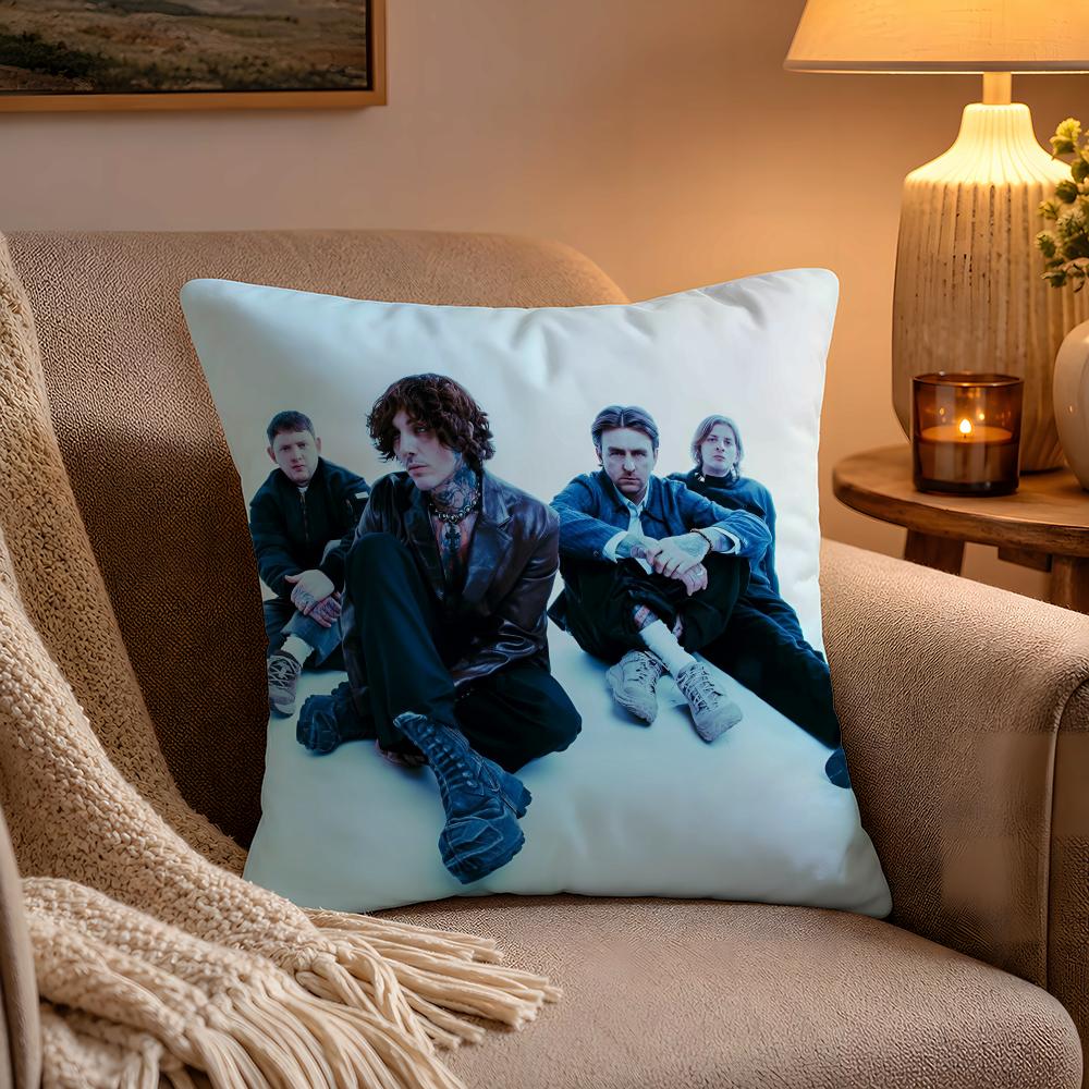 Rock Band BBring me the horizon Pillow Case Soft Plush Cushion Cover Double Print and Invisible Zipper for Sofa Home Car Use