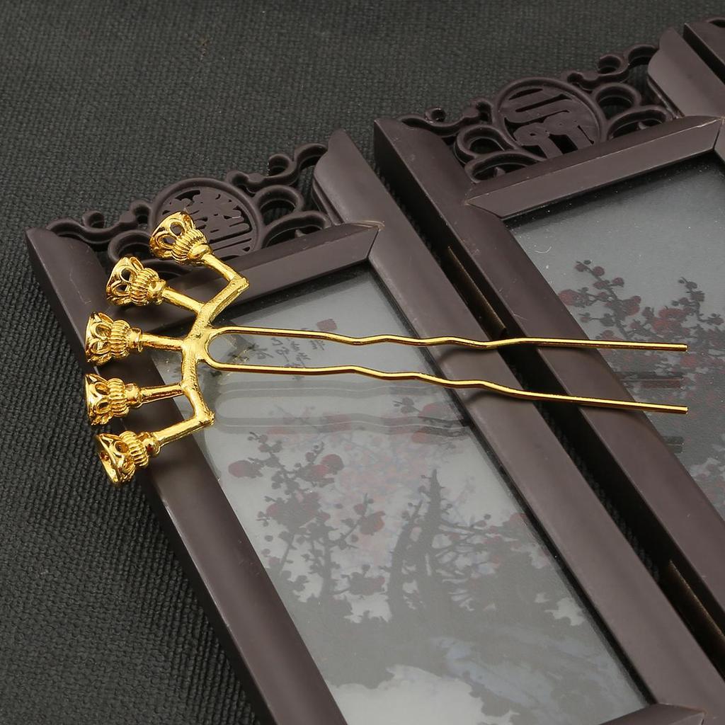 Flower Ancient Style U Shape Hairpin Alloy Hole Lotus Holder Accessories