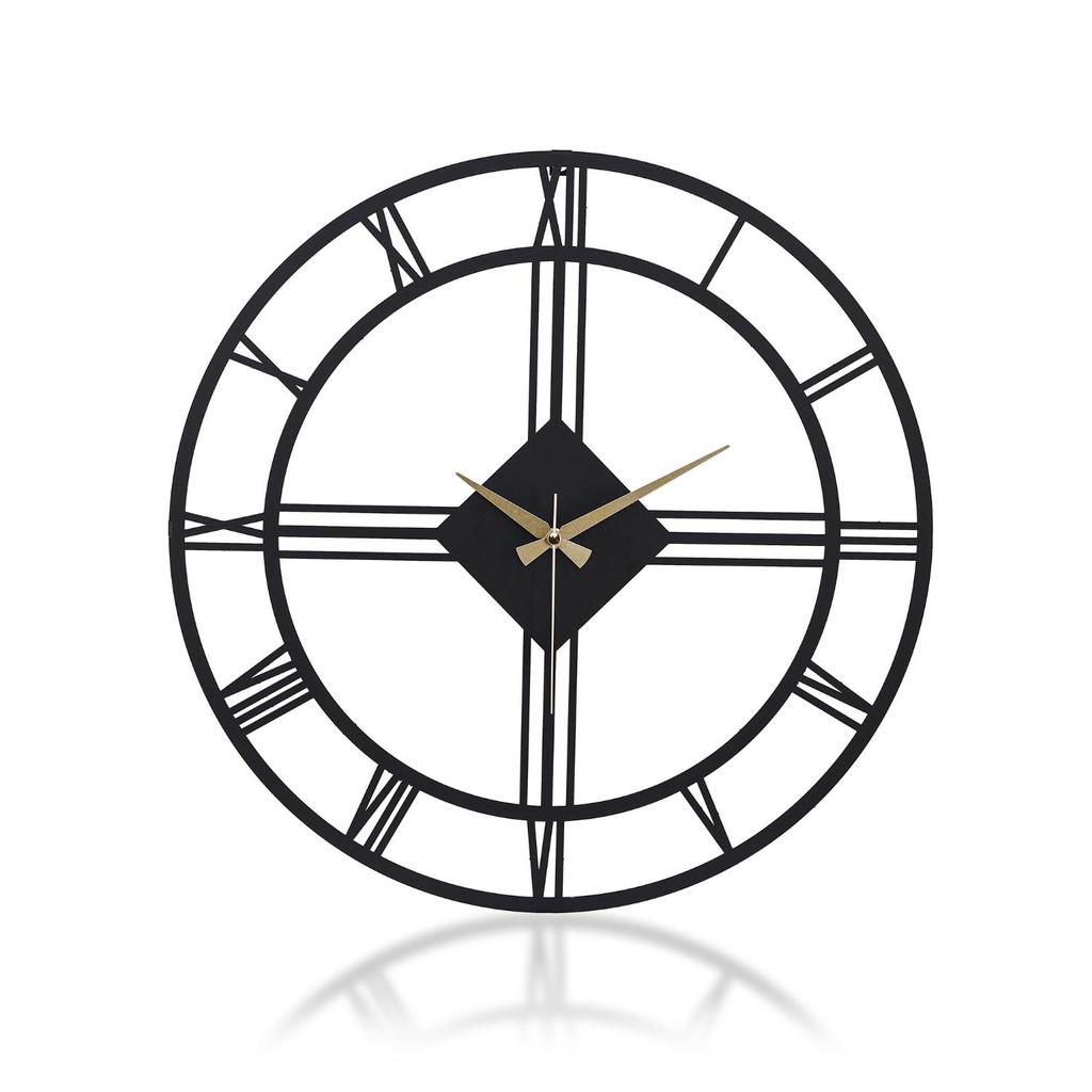 MUYIKA Roma Elegante New Collection Decor Metal Black Silent Mechanism Wall Clock 41x41cm, 50x50cm, Modern Wall Clock