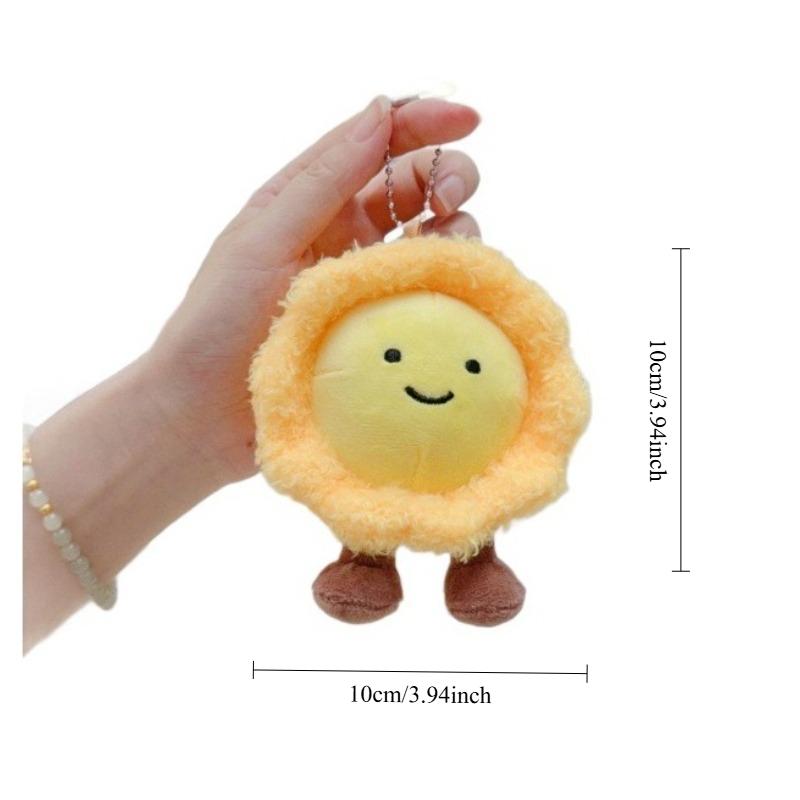 Kawaii Plush Egg Tart Keychain Sunflower Pendant Creative Plushie Toy Figurines Novel Bag Accessories Cute Gift for Women